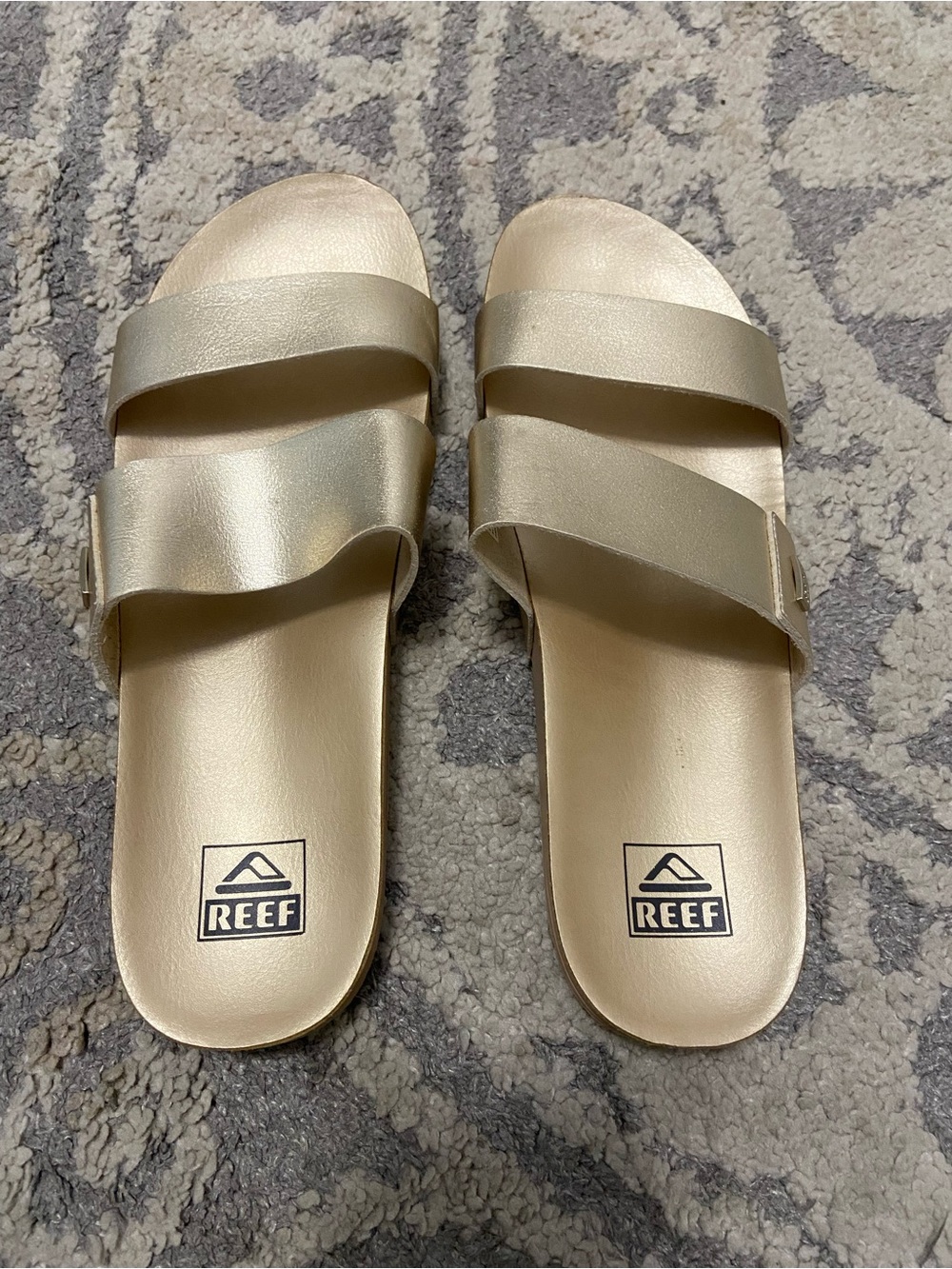 Reef Cushion Vista Metallic Gold Double-Strap Women's Slide Sandals